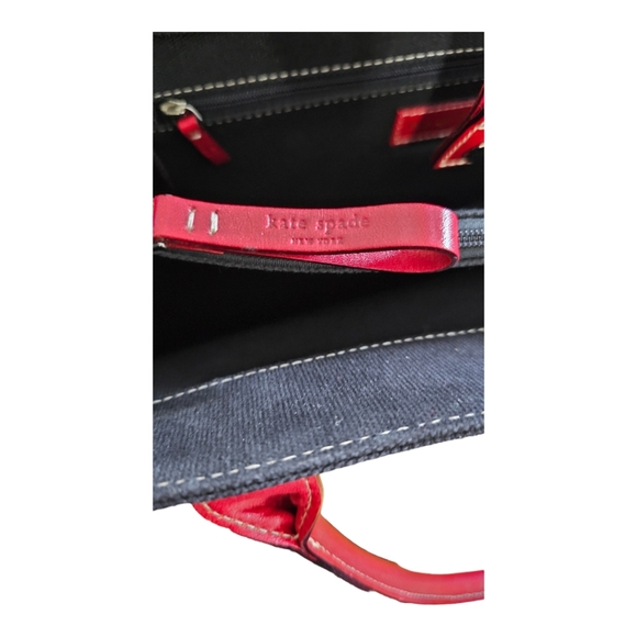 KATE SPADE Women's Satchel Box Bag Black w Red Leather - Picture 5 of 10